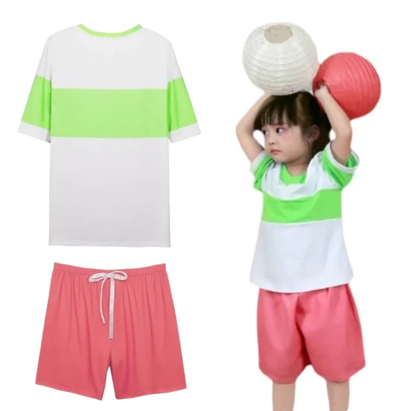 

Ogino Chihiro Cosplay Costume Japan Anime T-shirt Pants Set for Women Girls Halloween Carnival Party Costumes Daily Outfit