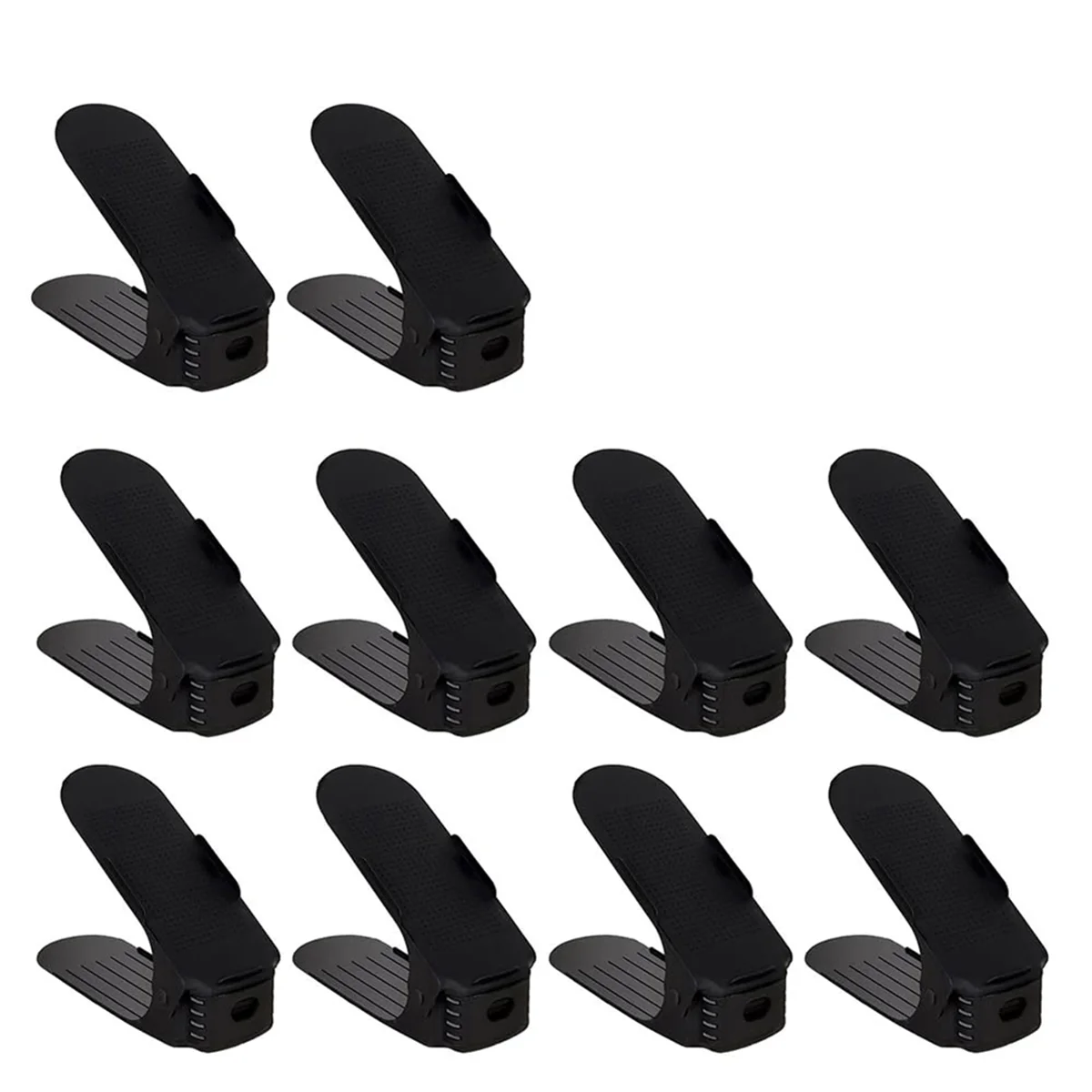 10PCS Double Layer Space Saving Shoe Rack Storage Holder, Non- Shoes Organiser Storage Idea,Black