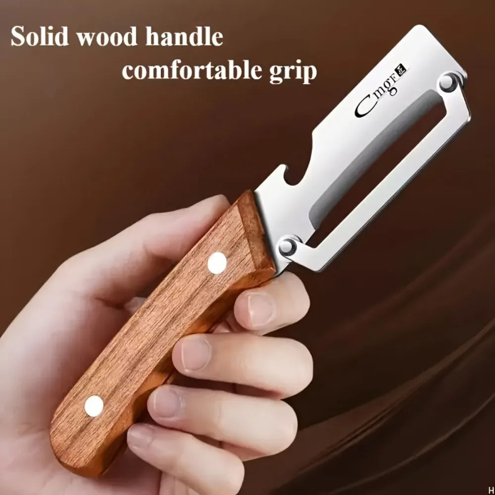 Stainless Steel Peeler with Wooden Handle for Peeling and Slicing Fruits and Vegetables Multi-Function Kitchen-Specific Peeler