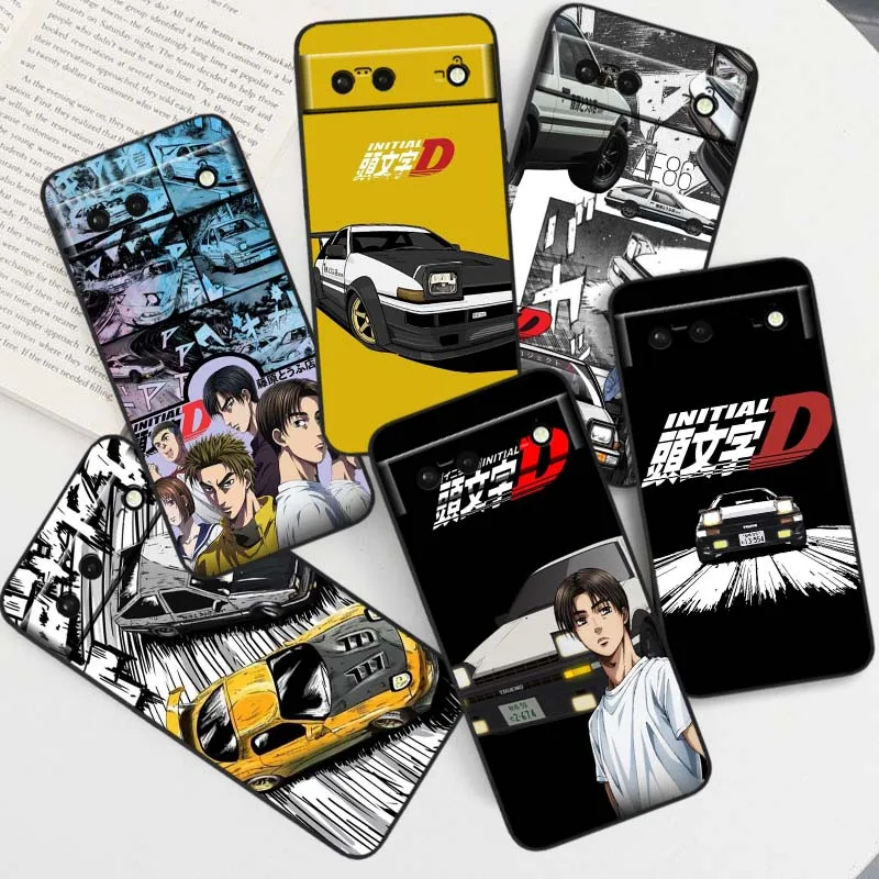 

Initial D Art Anime Phone Case For Google Pixel 9a 9 8A 8 7 7A 6 6A Pro XL 2024 5G Black Soft TPU Silicone Cover