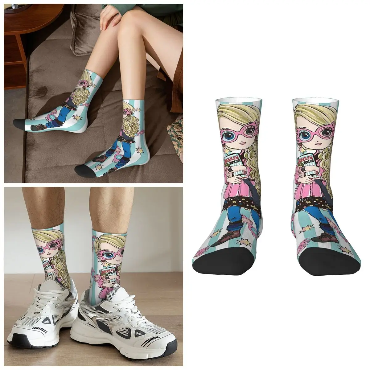 Luna L-Lovegoods Calcetines para gafas Harajuku Medias de alta calidad Calcetines largos para todas las estaciones Accesorios para regalos unisex