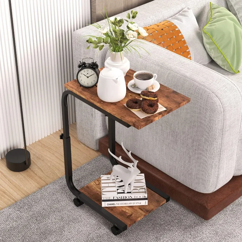 Nordic light luxury living room home sofa edge multi-functional movable coffee table