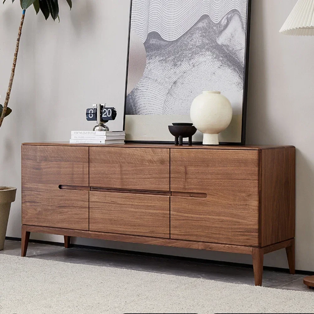 

North America Black Walnut Wood Sideboard Cabinet Living Room Cabinet Wall Locker Solid Wood Storage Cabinet