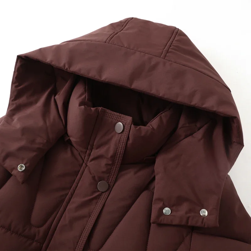 Parkas à capuche à manches longues pour femmes, manteau d'hiver élégant, vestes d'extérieur chaudes pour dames, optique, 2024