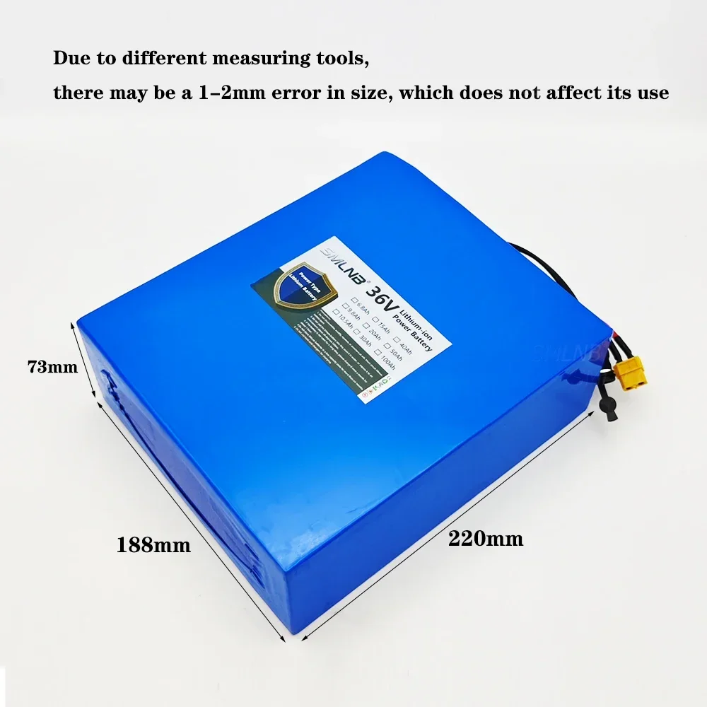 36V 40Ah 21700 10S8P lithium battery pack, 1500W high-power built-in BMS, suitable for various energy storage backup