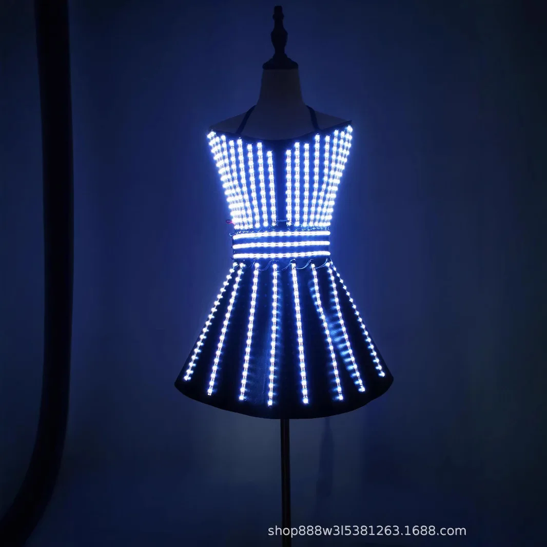 

LED Dress Woman Backless White Light Nightclub DJ DS Stage Performance Wear Singer Party Rave Outfit Cosplay Anime 2026