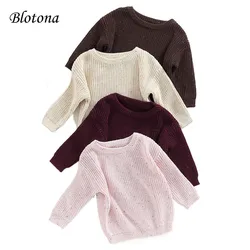 Blotona Newest Newborn Baby Girl Boy Knitted Long Sleeve Autumn Winter Sweater Loose Pullover Casual Tops Kids Clothes 0-6Years