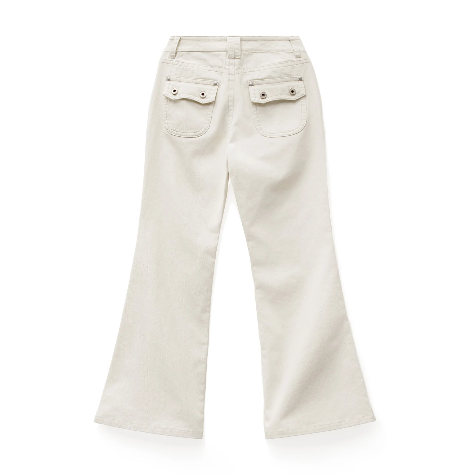 Maden Pantalon décontracté pour femme Taille moyenne Pantalon beige polyvalent 100% coton Pantalon évasé coupe cintrée Automne