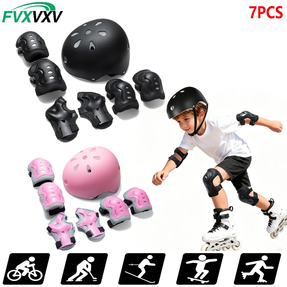Ensemble de protections pour enfants en bas âge, casque, genouillères, coudières, protège-poignets, équipement de protection réglable pour garçons et filles de 3 à 10 ans, parfait pour le vélo