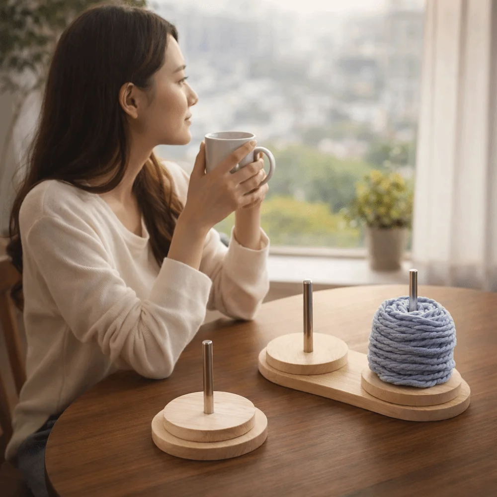 

Wooden Yarn Rotating Tool 1/2/3 Steel Shaft Detachable Structure Yarn Holder Rotating Mechanism Durable Thread Holder