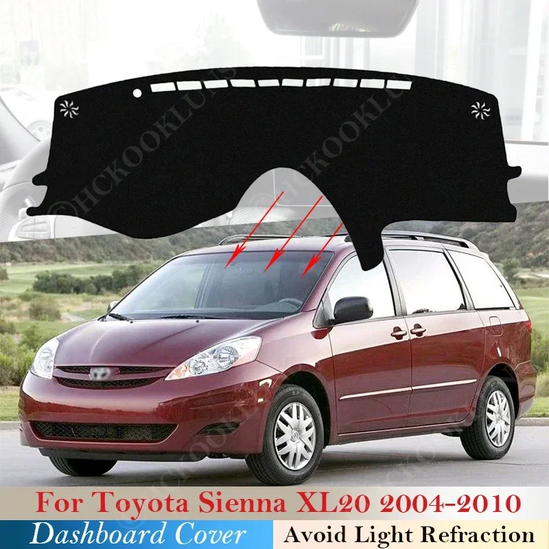 Alfombrilla Protectora para el Tablero, Cubre el Tablero, Protege del Sol, Alfombra para el Coche, Accesorios para Toyota Sienna XL20 2004 ~ 2010, 2007, 2008, 2009