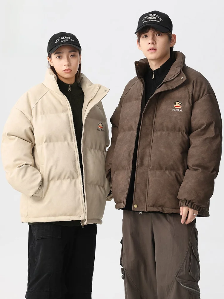 

PaulFrank Thiened Cotton Jaet Men's Autumn Winter New Sle Warm Loose Fit Stand Collar Monkey Print Youth Faion