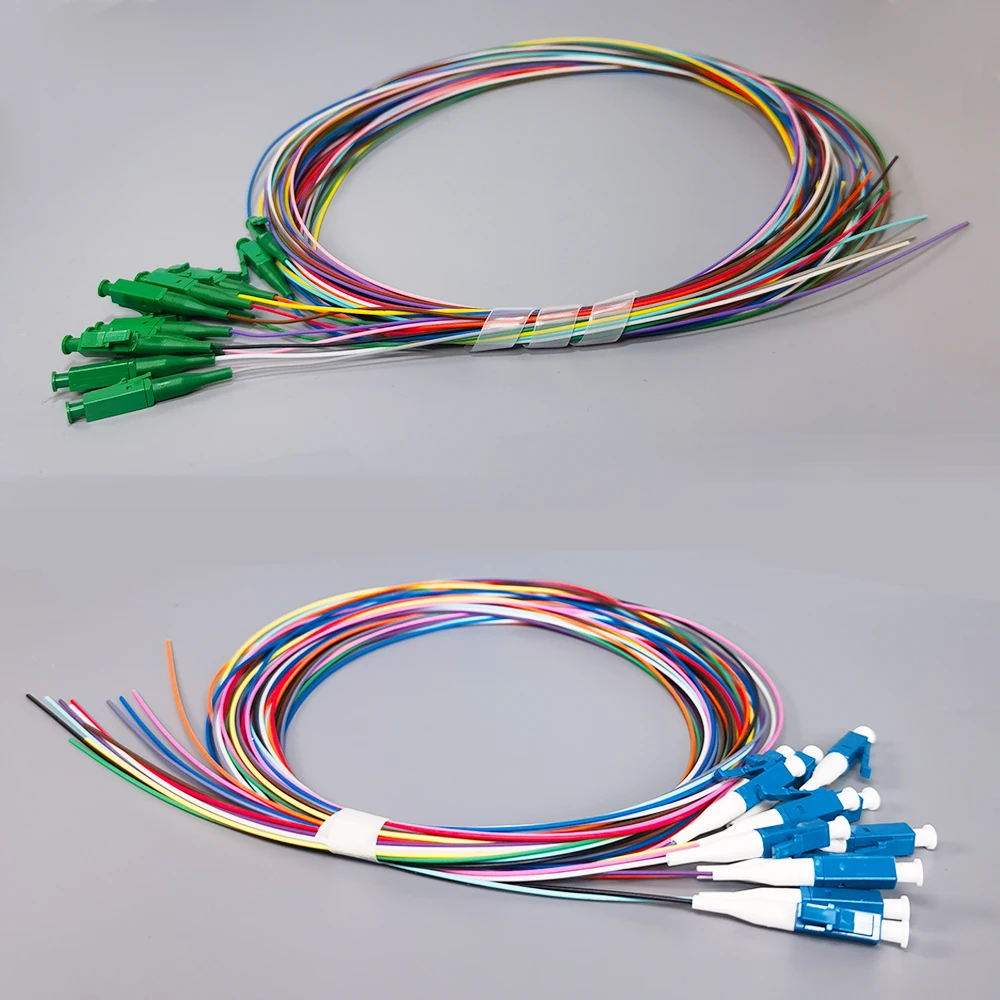 12 colored fiber optic pigtail LC/UPC Or LC/APC 0.9mm Single Fiber Optic Single Mode Simple Sigle Mode Fiber Pigtail 1.5M