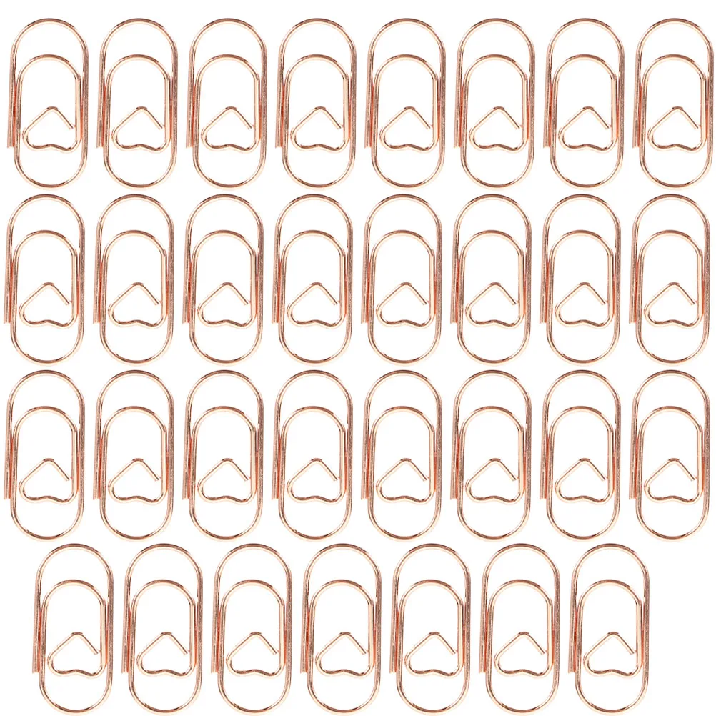 

200pcs Mini Heart Paper Clips Cute Metal Document Clips Rose Gold Shaped Stationery Office Supplies Small Creative