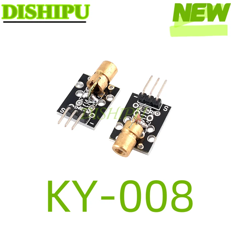 Laser head sensor module KY-008 is a 6mm laser module with a 5v power supply point-like laser head