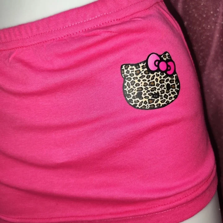 Y2KSlut الأصلي الألفية الساخن فتاة QQ ow الكرتون طباعة القطن الخالص مرونة الخصر الترا تنورة المرأة مثير منخفضة الخصر #4