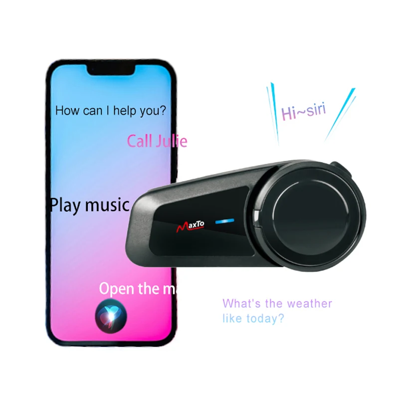 Maxto M2 Motorcycle Helmet Bluetooth Headset Intercom 6 Riders 1000M FM MP3 Waterproof IPX6 V5.0 500mAh Casco Interphones