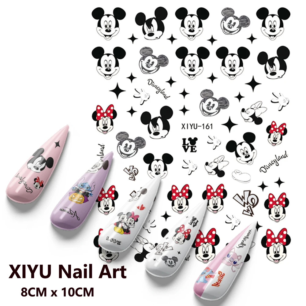 10 pezzi adesivi per unghie Disney Winnie Mickey decorazione per unghie decalcomania Minnie Mouse Stitch cursore autoadesivo per smalto per unghie