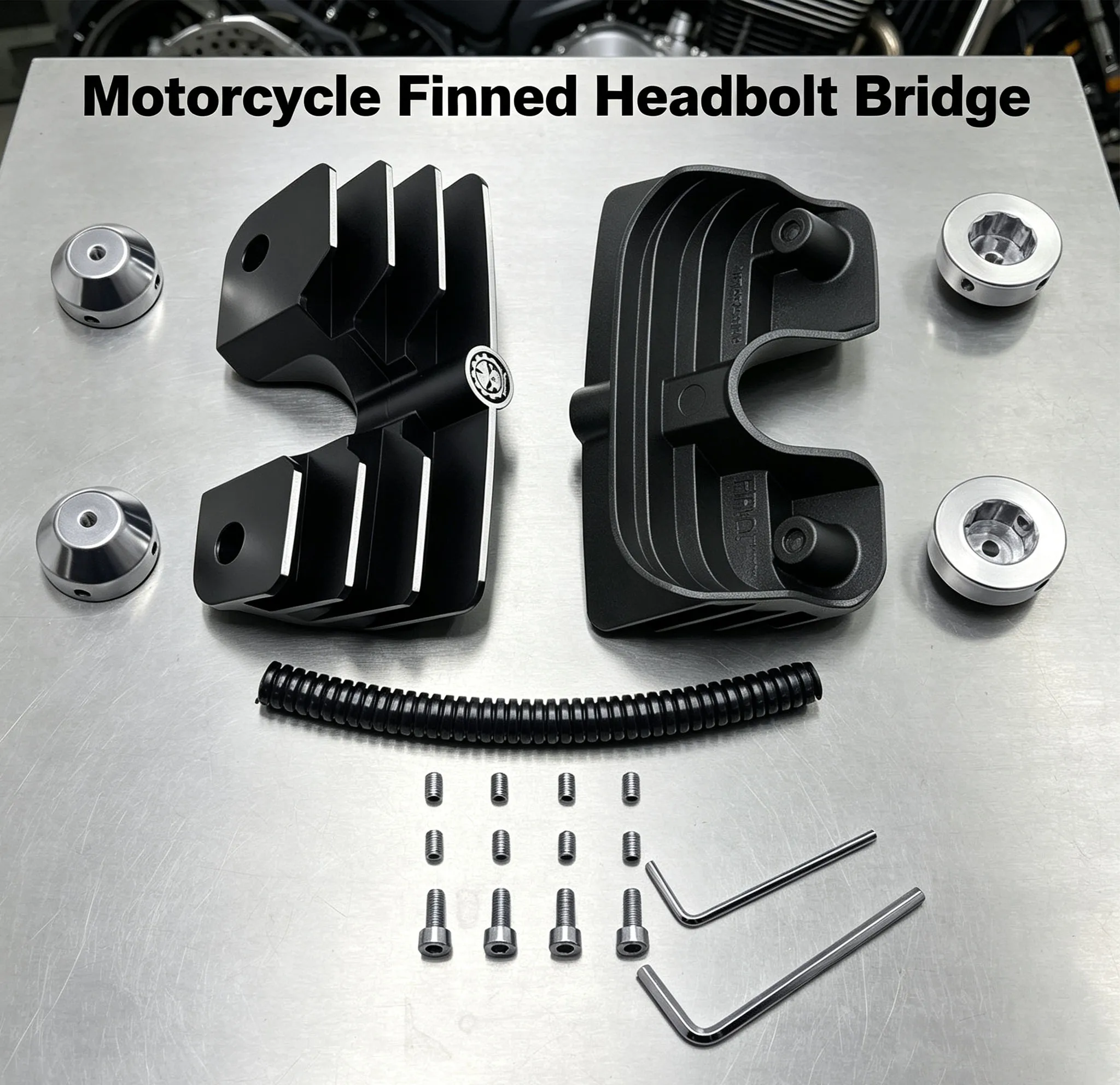 For Harley 2000-later FXSTD Motorcycle Finned Headbolt Bridge Spark Plug Headbolt Covers Fits 1999-2017 Twin Cam-equipped Models