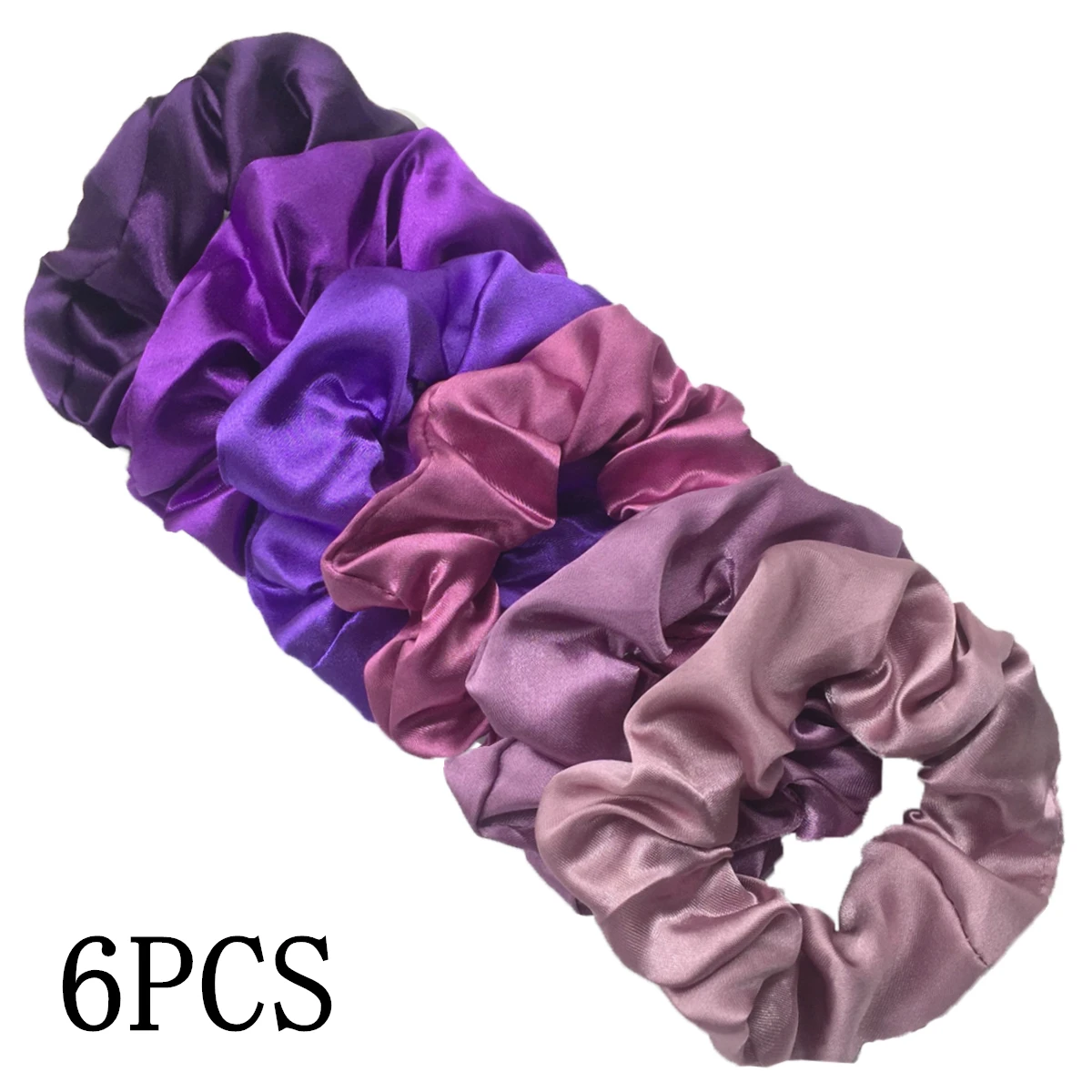 6 stks/partij Haar Scrunchies Bands Scrunchy Ties Touwen Paardenstaart Houder voor Vrouwen of Meisjes Accessoires Satijnen Hoofddeksels Effen 100 Kleur