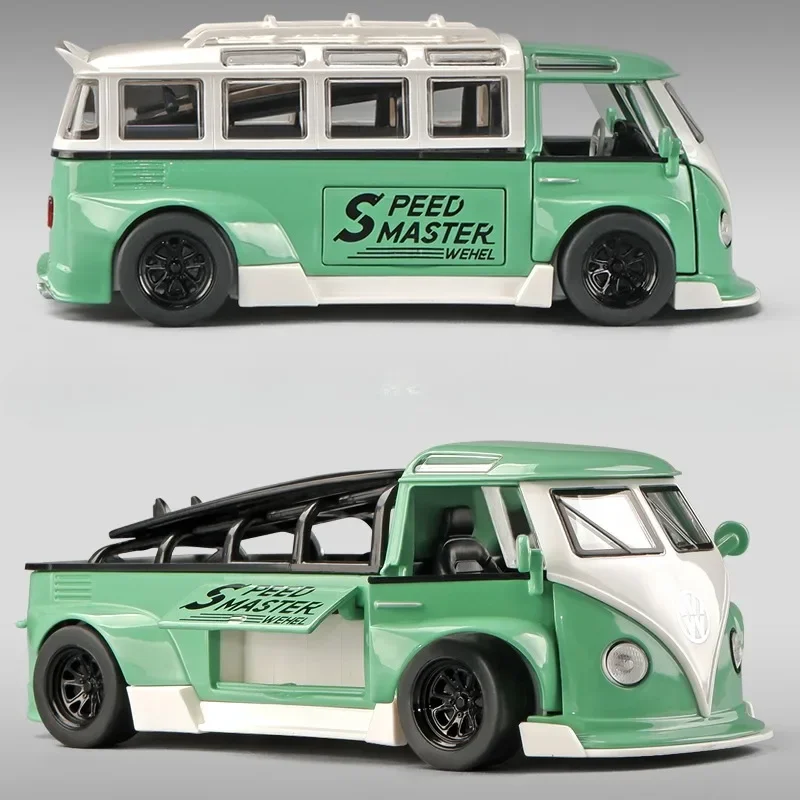 Modelo de ônibus Volkswagen T1 com luz sonora, Diecast Liga Toy Vehicle, Crianças Boy Car Presente, Presente Coletivo, Simulação, 1:32