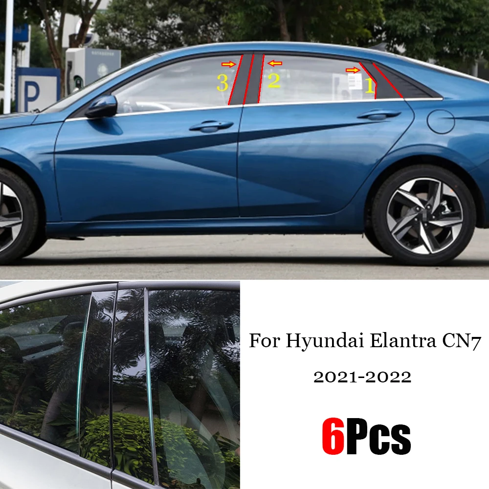 

Center BC column protection stickers For Hyundai Elantra CN7 2021 2022 Mirror effect Window Pillar Posts Cover Trim Decoration