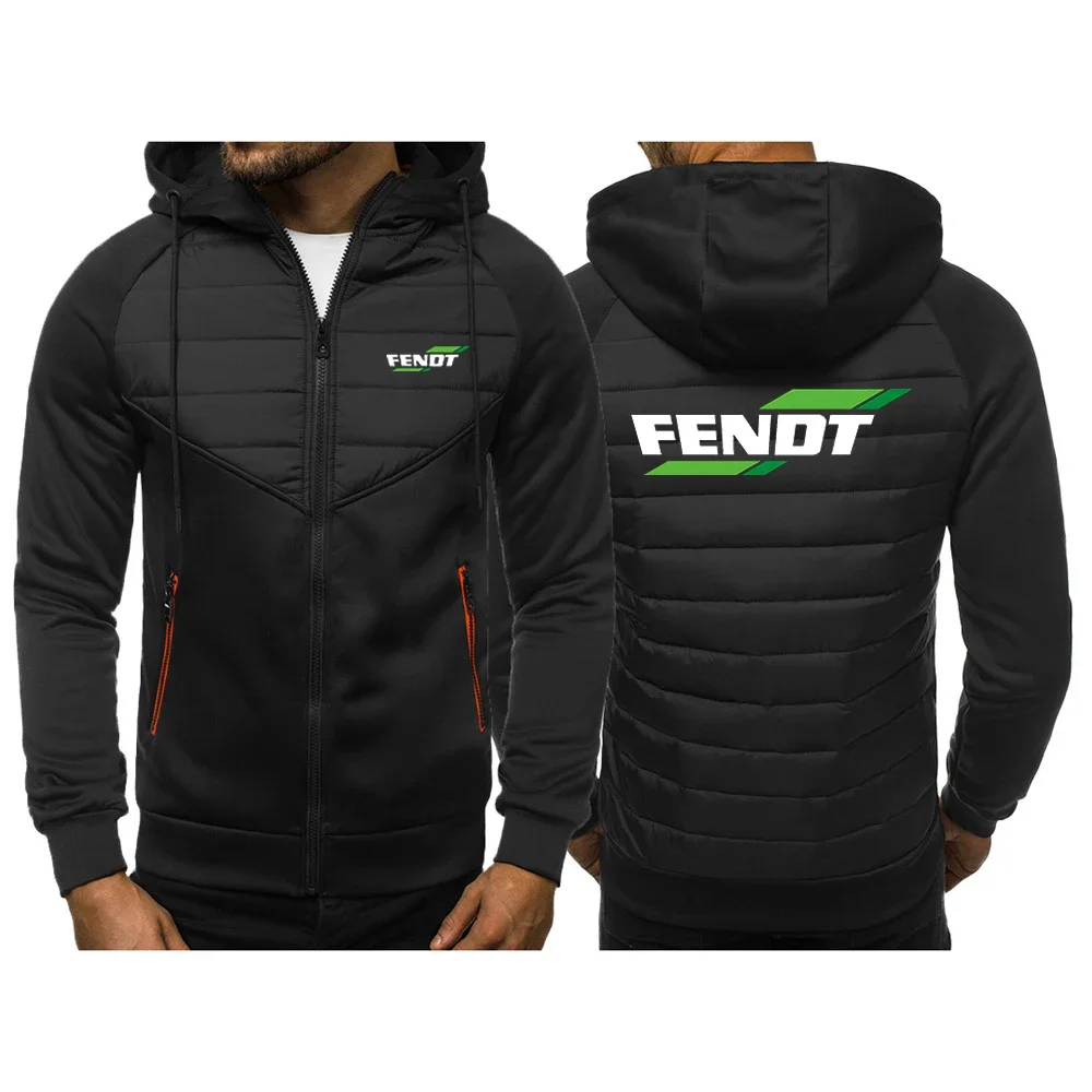 FENDT 2024 New Casual Zipper Men's Hooded Spring Autumn Splicing Fashion Sweatshirt Jacket For Male Colorblock Leisure Cardigan