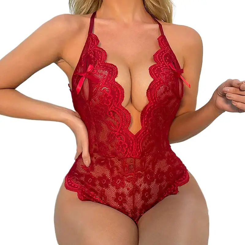 Kadınlar için şeffaf seksi iç çamaşırı 18 sıcak erotik iç çamaşırı seksi kostüm dantel açık kasık iç çamaşırı seti Bodysuit iç çamaşırı