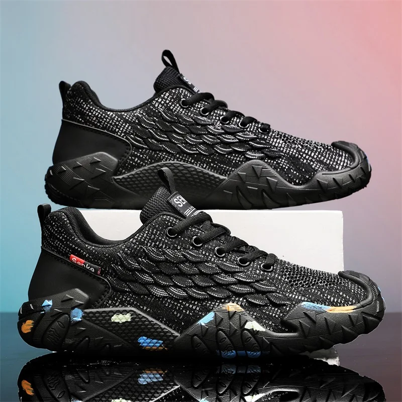  Men Casual Sneakers Breathable Hiking Shoes Wide Toe Non‑Slip Wear‑Resistant Outdoor Trekking Climbing Walking Sport Footwear