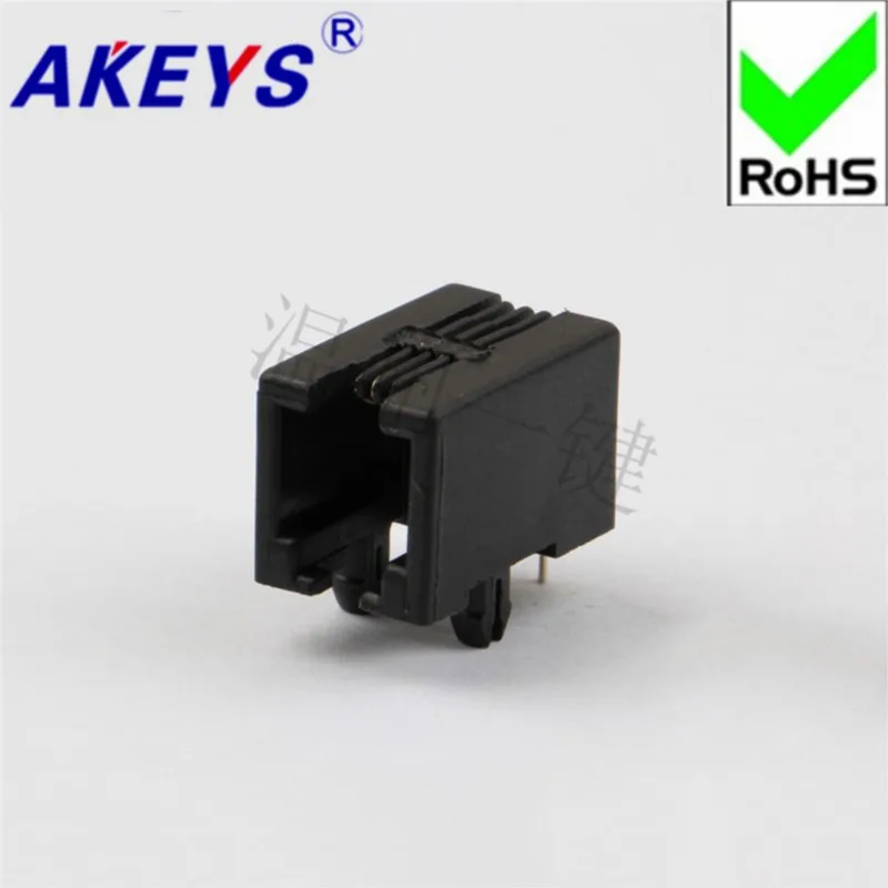 10PCS high quality RJ11 socket 95001-4P4C-90 -black handset telephone socket 90 degree telephone socket