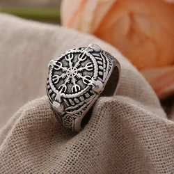 Original Design Vintage Viking Lucky Rune Thai Silver Men Ring Jewelry For Man Birthday Gifts No Fade