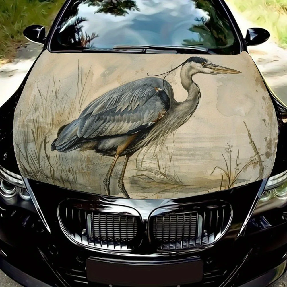

Ink Wash Heron Animal Print Car Hood Wrap Color Vinyl Sticker Truck Graphic Bonnet Auto Accessories Decoration Decal Giftheron-2