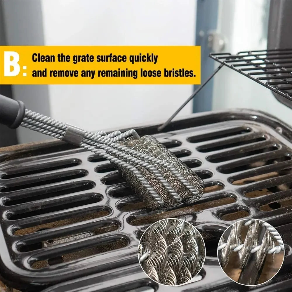 Barbecue Accessorie Grill BBQ Brush Stainless Steel Wire Bristles Clean Brushes Non-stick Stains Grease Kitchen BBQ Tools