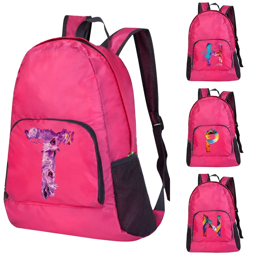 

Ultralight Portable Soft Foldable Camping Shoulder Backpack Climbing Paint Letter Print Travel Mountaineering Hiking Cycling Bag