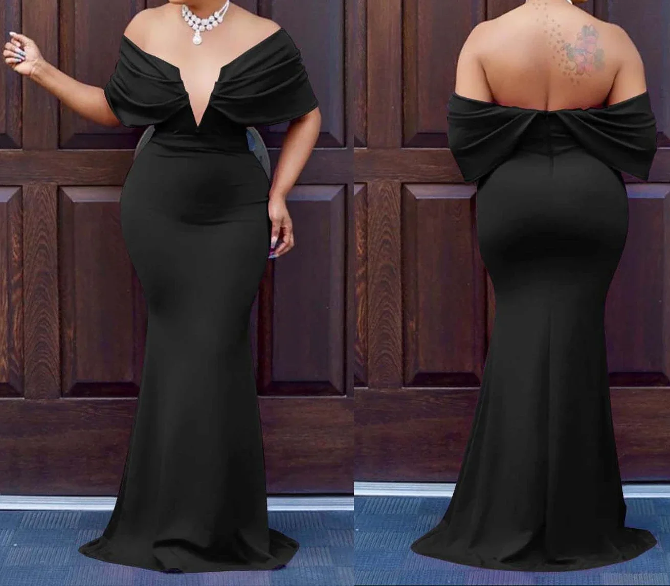 Women V-neck Off The Shoulder Elegant Party Dresses Woman Sleeveless Bodycon Maxi Dress Evening Vestidos Sexy Long Dresses HW198