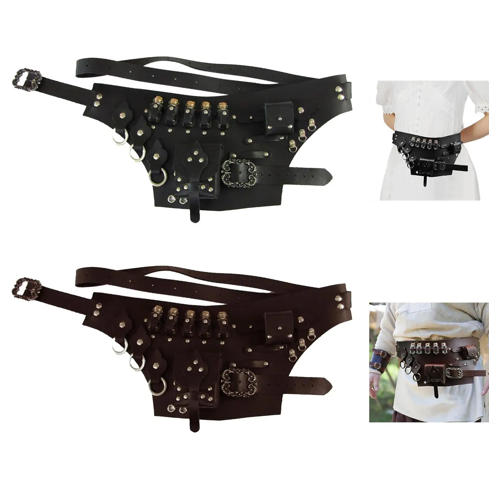 

Medieval Belt Pouch Fashion Retro Style Sturdy for Men Women PU Leather for