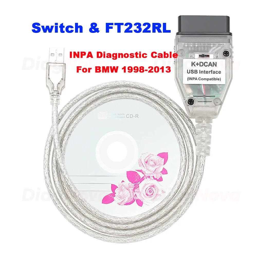 inpa-k-dcan診断ケーブル-bmw用-ft232rl-924aチップ搭載-スイッチ-obdii-usbインターフェース-車両故障コードリーダー-ツール-kライン対応