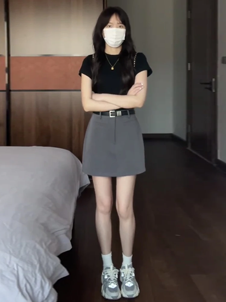 

ay Suit Skirt High Waist Women's A-Line ort Workwear Sle Spring Summer Faion Sweet Japanese Sle Polyester