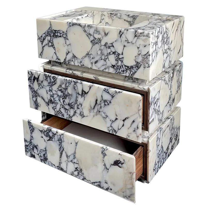 

Marble Bathroom Vanity, Natural Stone Floor-Standing Sink, Luxury/Viral Design Custom Basin, Easy-Clean &Split-Type Pedestal