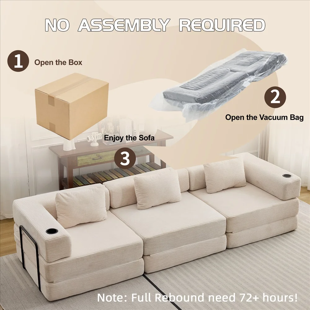 Cord-Modulsofa Frei Kombinierbare Wandelbare Eckcouch mit Getränkehaltern Übergroße Chaiselongue für Wohnzimmer – Detail 20