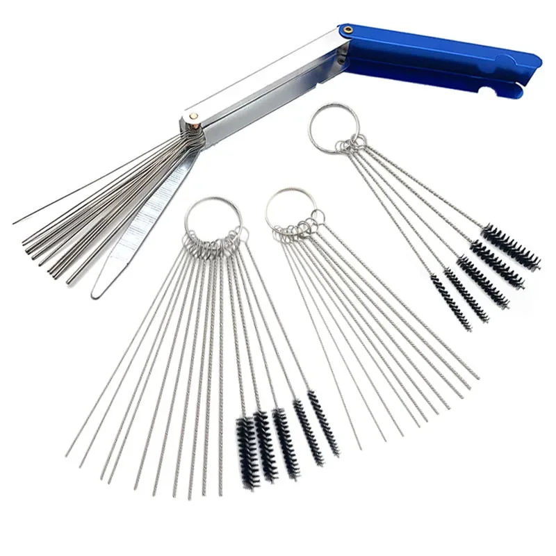 For Car Motorcycle Moped Scooter ATV Carb Jets Wire Cleaner Kits Carburetor Cleaning Tool Carbon Dirt Jet Remove Brushes Needles