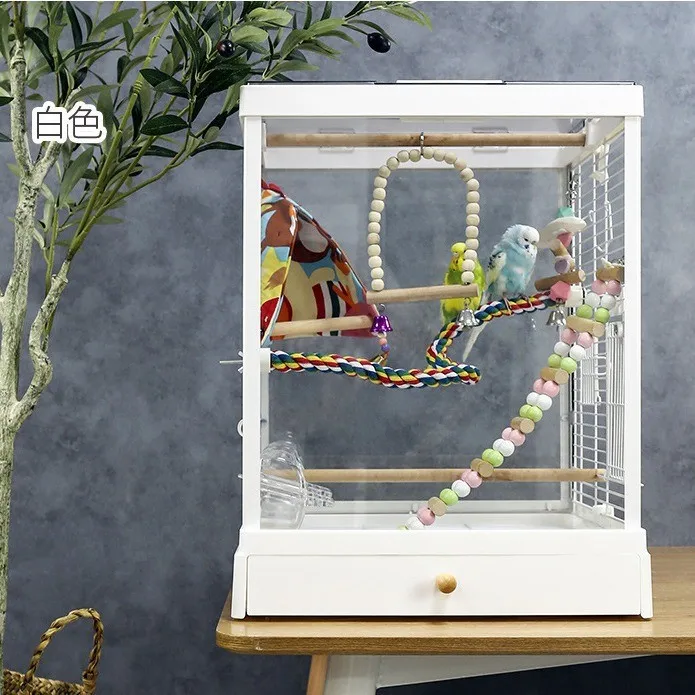 

Клетка для попугая, декоративная клетка для птиц, высокопрозрачная панорамная стеклянная клетка для виллы, попугая, пион, домашняя клетка для птиц