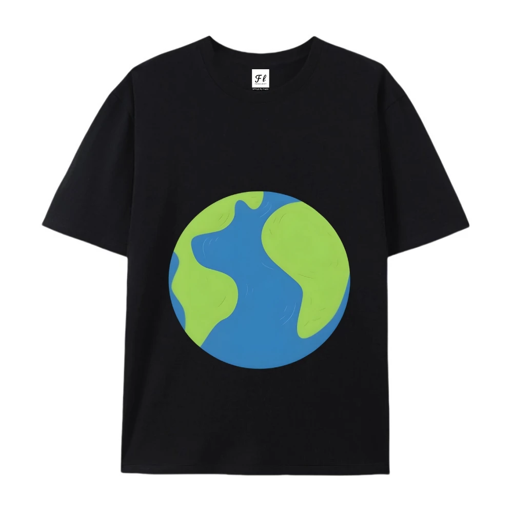 تي شيرت نسائي مطبوع عليه Earth 2025 Y2k - بلوزة صيفية قطنية كبيرة الحجم، تي شيرت برسومات كوكب عالية الجودة، ملابس خروج صديقة للبيئة
