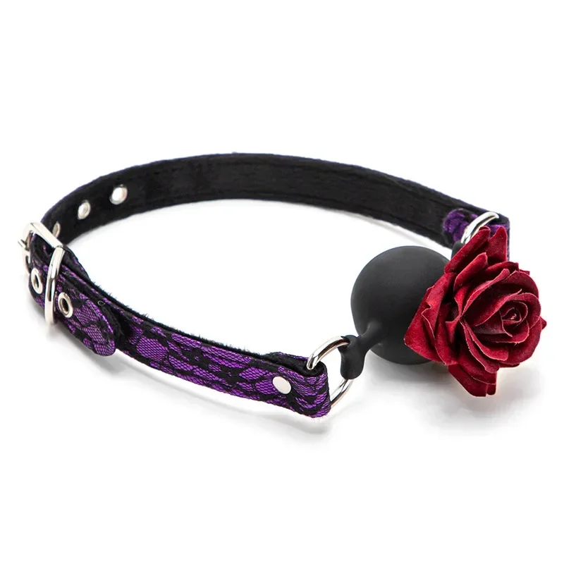 Jouets sexuels BDSM pour femmes et couples, dentelle rétro, fleur rose, bâillon de bouche sexy, boule de bouche de bondage, chien de flirt, jeux de cosplay pour adultes