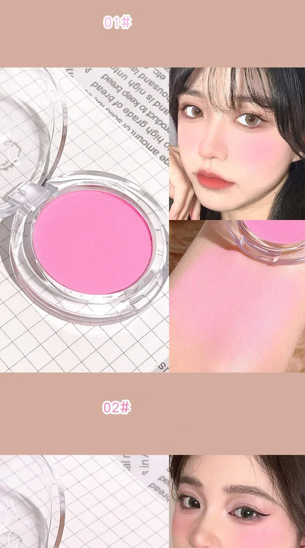 Monochrome Rouge-Palette, rosafarbenes, orangefarbenes, weiches Rouge-Puder, natürliche Wangenfarbe, Gesichts-Make-up, matte Rouge-Contour-Schattenpalette für Mädchen – Detail 3