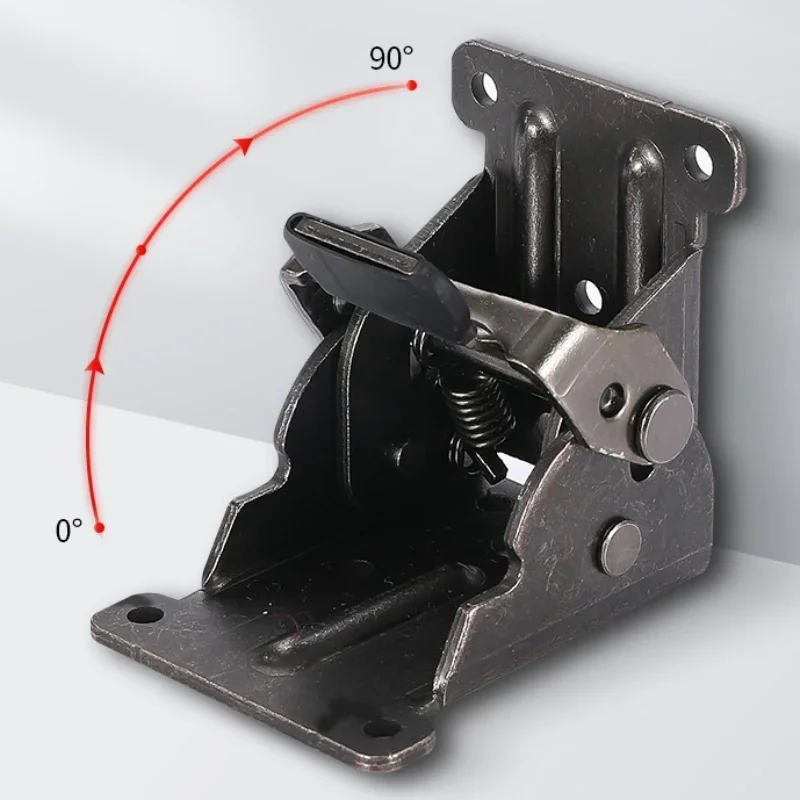 2PCS 90 Degree Fittings Chair Extension Furniture Brackets Self-Locking Folding Hinge Foldable Support Frame Table Leg