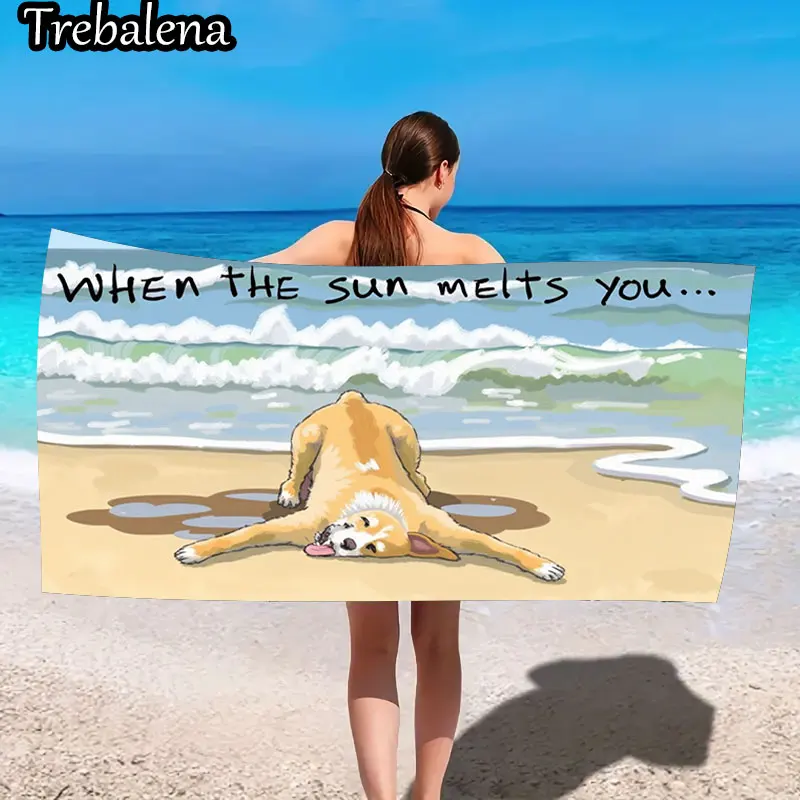 

Ультрамягкое пляжное полотенце 30*60 дюймов с пляжным полотенцем Sun Melted Dog Fun Summer Style