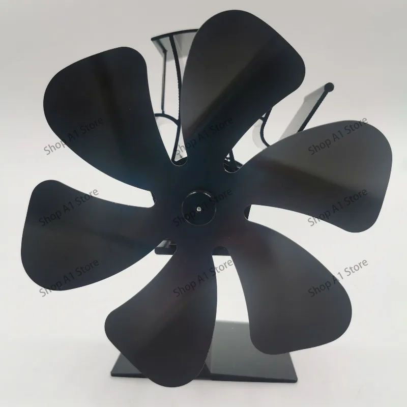 6-Leaf Fireplace Fan Aluminum Silent Self-Start Wood Fireplace Accessories