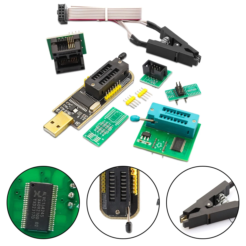 For EEPROM For BIOS For USB Programmer For CH341A For SOIC8 Clip+ 1.8 V Adapter For EEPROM 93CXX / 25CXX / 24CXX DIY KIT