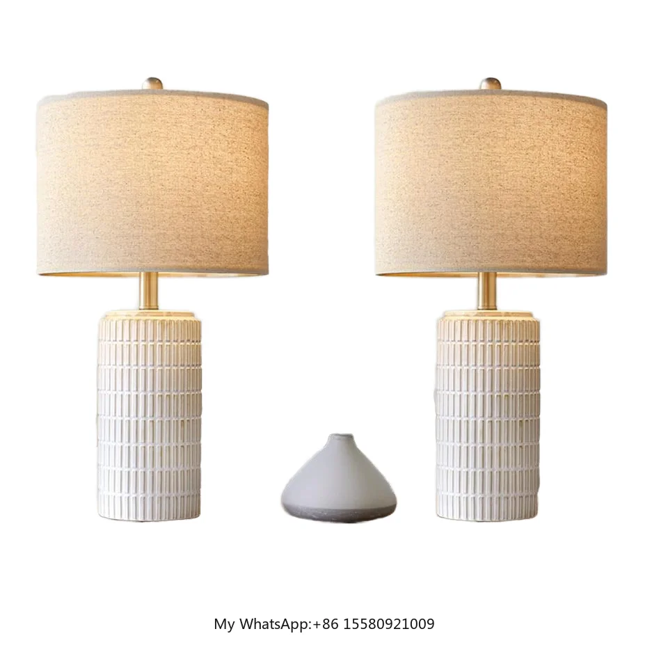 SIMIG Modern Ceramic Table Lamp White Beige Bedside Nightstand Lamps for Bedroom Living Room Farmhouse Table Lamps